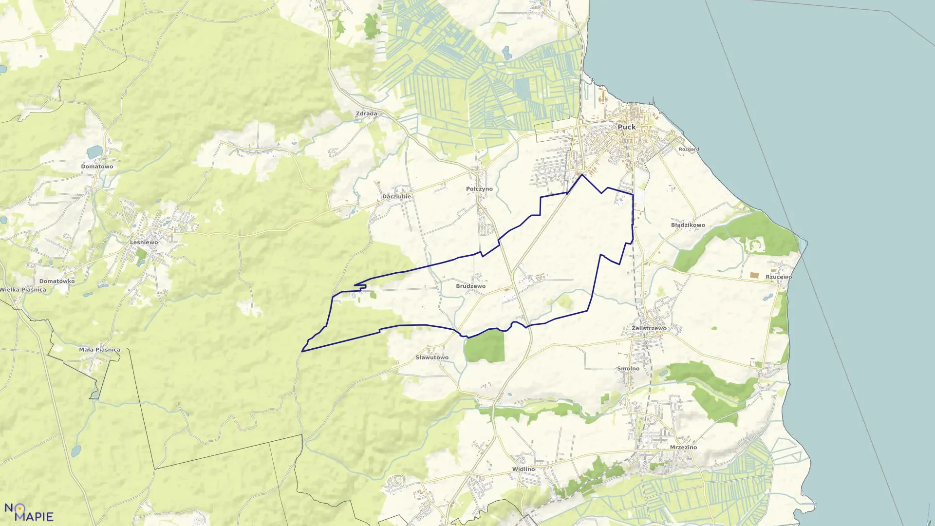 Mapa obrębu Brudzewo w gminie Puck