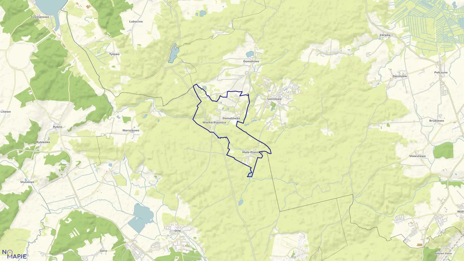 Mapa obrębu Domatówko w gminie Puck